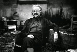 Black and white photo of elderly lady